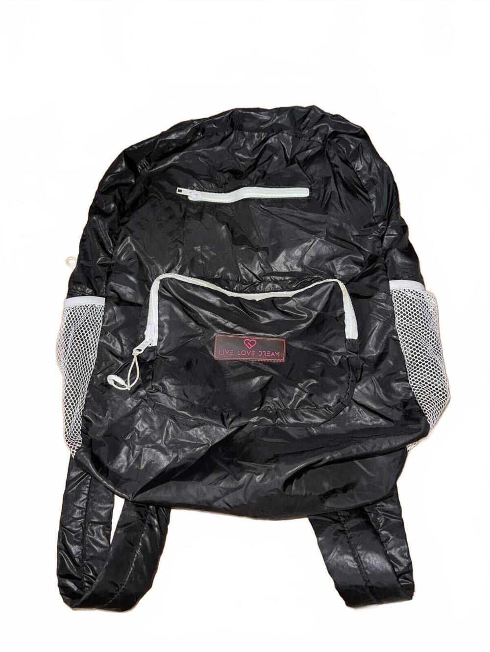 Live Love Dream Black Lightweight Backpack with Mesh Side Pockets